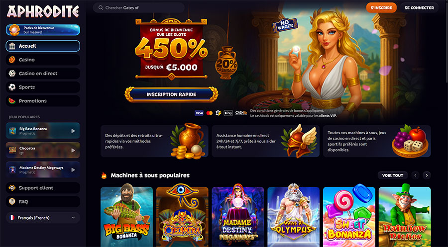 aphrodite casino accueil 