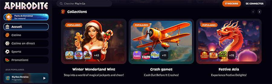 aphrodite casino jeux collections