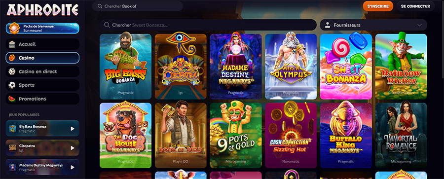 aphrodite casino machines a sous